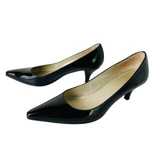 Talbots Size 5.5M Patent Leather Pumps Kitten Heels Black Pointed Toe Classic